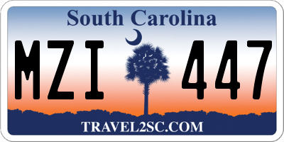 SC license plate MZI447