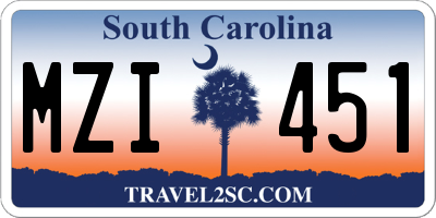 SC license plate MZI451