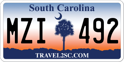 SC license plate MZI492