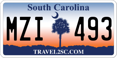 SC license plate MZI493
