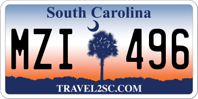 SC license plate MZI496