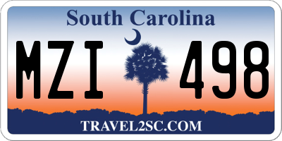 SC license plate MZI498