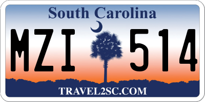 SC license plate MZI514