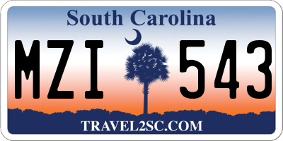SC license plate MZI543