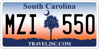 SC license plate MZI550