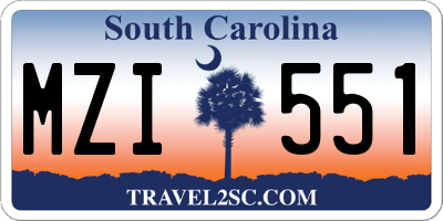 SC license plate MZI551