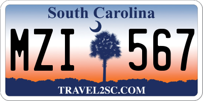 SC license plate MZI567