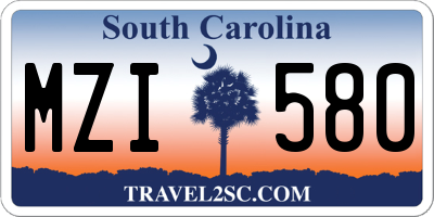 SC license plate MZI580