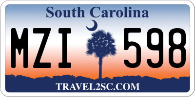 SC license plate MZI598
