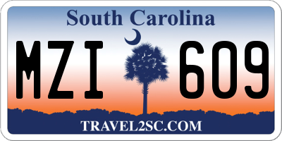 SC license plate MZI609
