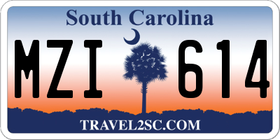 SC license plate MZI614