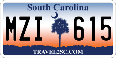SC license plate MZI615