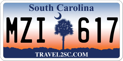 SC license plate MZI617