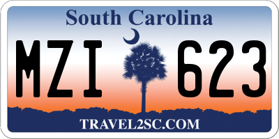 SC license plate MZI623