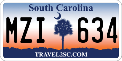SC license plate MZI634