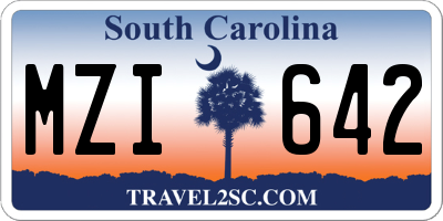 SC license plate MZI642