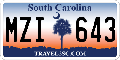 SC license plate MZI643