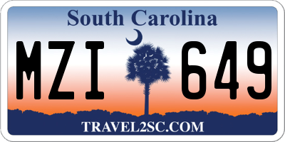 SC license plate MZI649