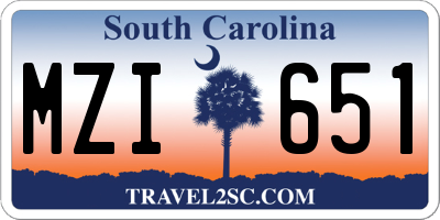 SC license plate MZI651
