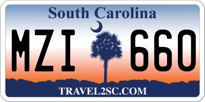 SC license plate MZI660