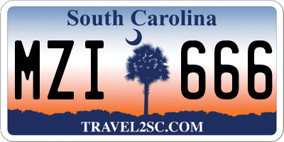 SC license plate MZI666