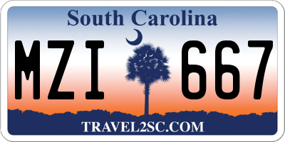 SC license plate MZI667