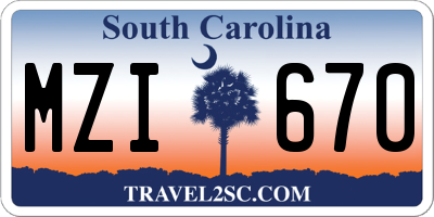 SC license plate MZI670