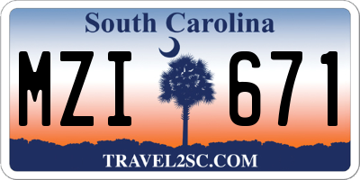 SC license plate MZI671