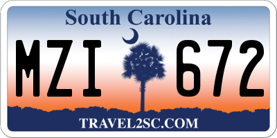 SC license plate MZI672