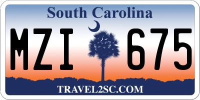 SC license plate MZI675
