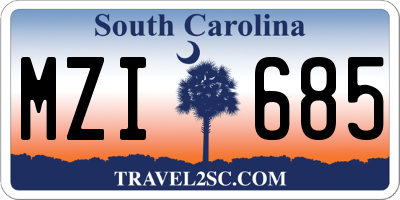 SC license plate MZI685