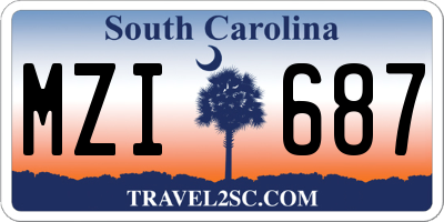 SC license plate MZI687