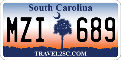 SC license plate MZI689