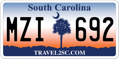 SC license plate MZI692