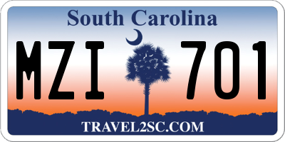 SC license plate MZI701