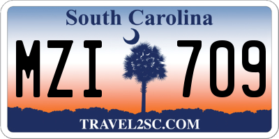 SC license plate MZI709