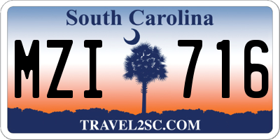 SC license plate MZI716