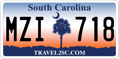 SC license plate MZI718