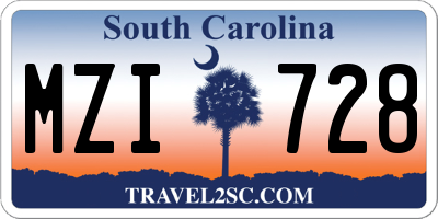 SC license plate MZI728