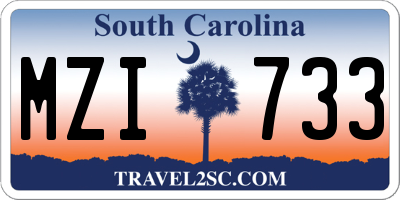 SC license plate MZI733