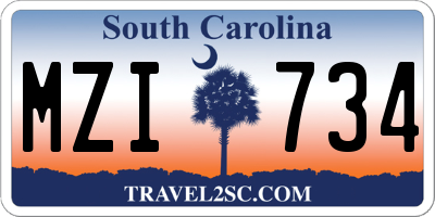 SC license plate MZI734