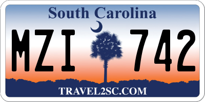 SC license plate MZI742