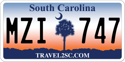 SC license plate MZI747