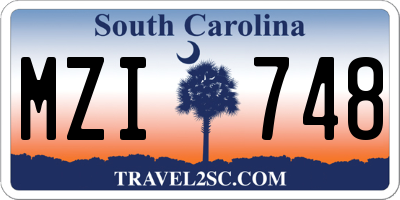 SC license plate MZI748