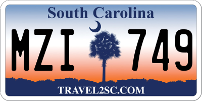 SC license plate MZI749