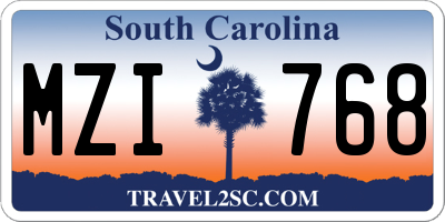 SC license plate MZI768