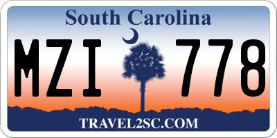 SC license plate MZI778