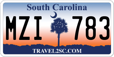 SC license plate MZI783