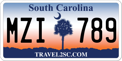 SC license plate MZI789
