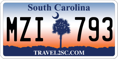SC license plate MZI793